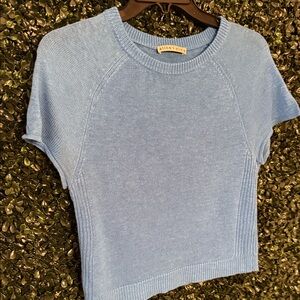 Alice + Olivia Sky Blue Short Sleeve Knit Top